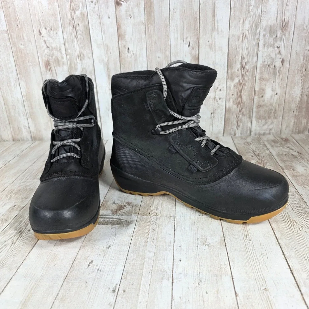 The North Face Waterproof Black Leather Lace Up Duck Snow Boots Womens‎
